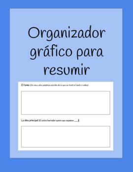 Preview of Organizador gráfico para resumir/Graphic organizer for summarizing