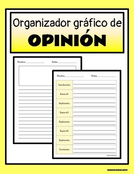 Preview of Organizador gráfico para la escritura de opinión (Spanish graphic organizer)