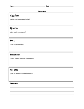 Preview of Organizador para Resumen / Summary Organizer in Spanish