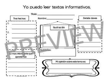 Preview of Organizadores Gráficos para Texto Informativo (Bilingüe)