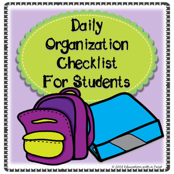 Preview of Organization Checklist For Students