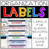 Organization Labels ~ Guided Reading & Phonics Game Bins