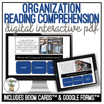 Preview of Organization Simplified Reading Comprehension Digital Interactive Activity