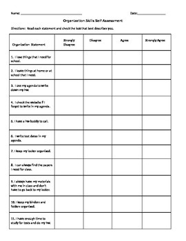 Preview of Organization Skills Self Assessment
