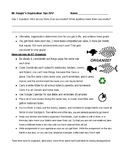 Organization Tips for Middle School Students 1 page Handout
