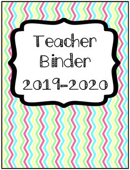 Preview of 2019 UPDATE Organization: Chevron Teacher Binder with Sub Folder - Edit in Word