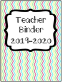 2019 UPDATE Organization: Chevron Teacher Binder with Sub 