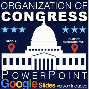 Preview of Organization of Congress PowerPoint /  Google Slides w/video clips(Government)