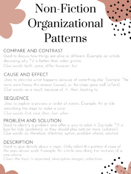 Preview of Organizational Patterns Anchor Chart - Nonfiction