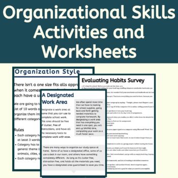 Preview of Executive Function Activities & Worksheets: Organizational Skills