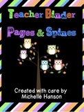 Organizational Teacher Binder Cover and Spines - Owl Themed PDF