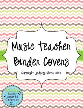 Preview of Music Teacher Binder Covers {Multi Colored Chevron- Kodaly Organization}