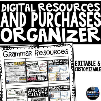 Preview of Organize Your TPT Purchases, files, clipart, borders, and more! EDITABLE!