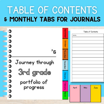 Preview of Organize with Ease: Monthly Tabs & Journal Table of Contents | Colorful & B&W