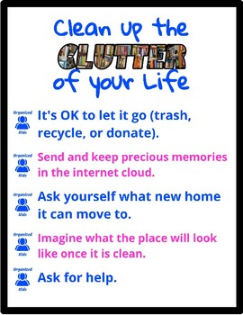 Preview of Organized Kids:  Clutter Poster