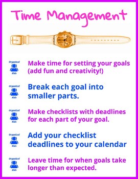 Preview of Organized Kids:  Time Management Poster