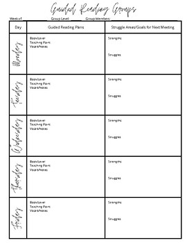 Preview of Organizer: Guided Reading Plans