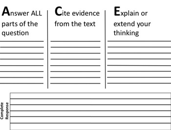 Preview of Organizer for Writing in Response to Reading (using A.C.E.)