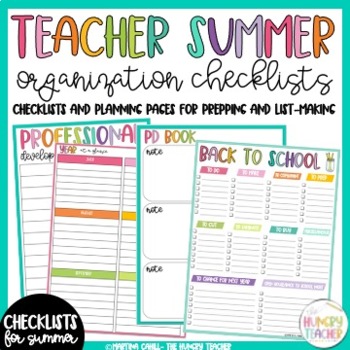 Preview of Organizers Checklist and Plan Pages for Teachers to Get Organized This Summer