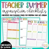 Organizers Checklist and Plan Pages for Teachers to Get Or