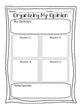 Preview of Organizing My Opinion Writing W.1 W.2