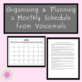 Preview of Organizing & Planning a Monthly Schedule from Voicemails Adult Cognitive Therapy