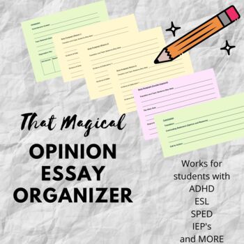 Preview of Organizing an Opinion Essay - Easy to Modify and Adapt for SPED, ESL, and Gifted