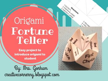 Preview of Origami Fortune Teller (Cootie Catcher) Editable & Printable Version
