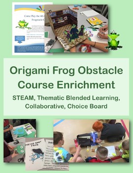 Preview of Origami Frog Obstacle Course Enrichment - Blended Learning Choice Board STEAM