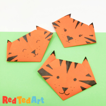 Origami Tiger - Simple STEAM Activity -Wild Animals/ Year of the Tiger/  Rousseau
