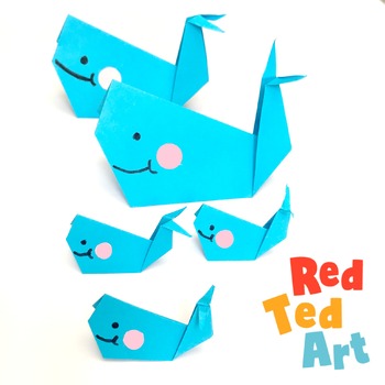 Preview of Origami Whale - Simple STEAM Activity - Valentine's Day Card / Mother's Day Card