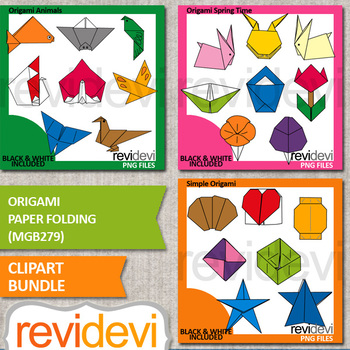 Preview of Origami paper folding clip art bundle