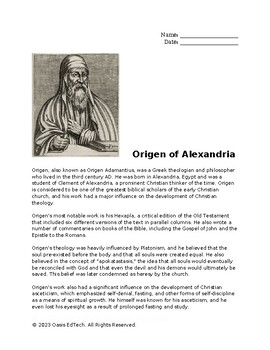 Preview of Origen of Alexandria Worksheet