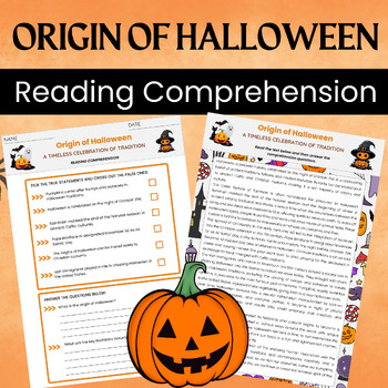 Origin and History of Halloween Reading Comprehension Worksheet | TPT