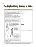 Origin of Early Humans Reading & Worksheet