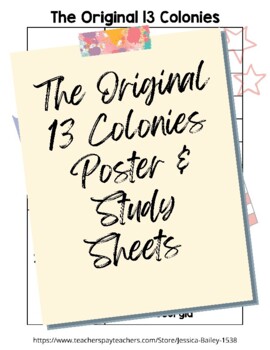 Preview of Original 13 Colonies Poster and Study Sheets