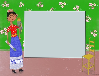 Preview of Original Hand Drawn Unique Non Bitmoji Art Classroom Frida Kahlo PNG File!