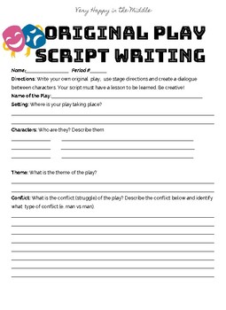 Original Play Script Template by Very Happy in the Middle TPT