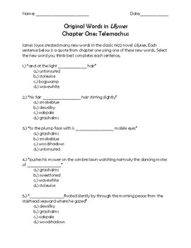 Preview of Original Words in Ulysses Chapter 1: Telemachus Quiz