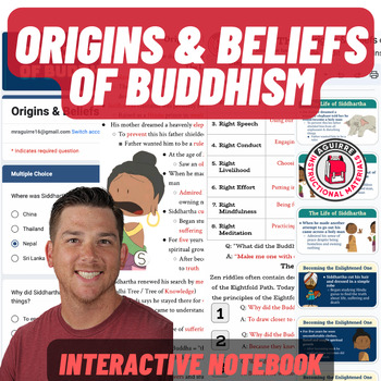 Preview of Origins & Beliefs of Buddhism - Ancient India - Presentation, Notes, Quiz+