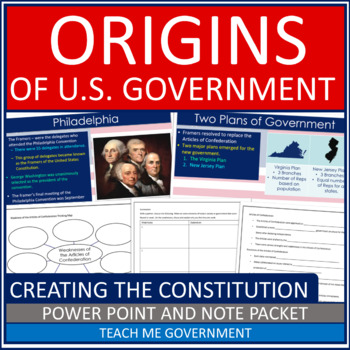 Preview of Origins of American Government Articles of Confederation Power Point Note Packet