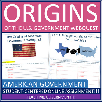 Preview of Origins of U.S. Government Articles of Confederation Constitution Webquest