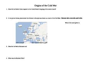 Origins of the Cold War Worksheet by Amy Scharnhorst TPT