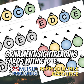Preview of Ornament Sight Reading Cards with C-D-E - 84 cards total!