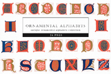 Ornamental Alphabets Art, Decorative Lettering, Vintage Fo