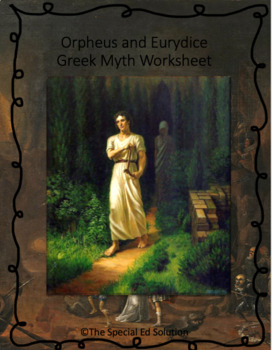 Preview of Orpheus and Eurydice Greek Myth Worksheet