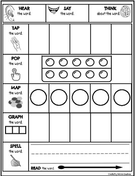 Preview of Orthographic Mapping Worksheet- Up to 5 Sounds/Graphemes