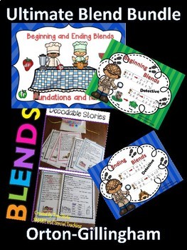 Preview of Orton-Gilligham Blends Decodable Stories and Activities Bundle ( Dyslexia/RTI)