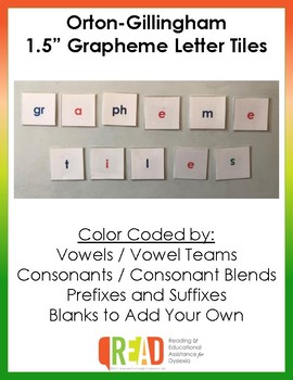 Preview of Orton-Gillingham 1.5" Grapheme Letter Tiles for Spelling