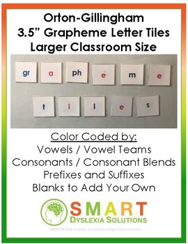 Preview of Orton-Gillingham 3.5" Grapheme Letter Tiles for Spelling (Larger Classroom Size)